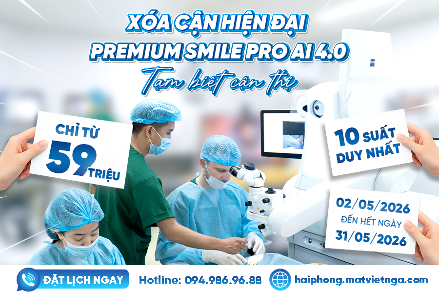 Bảng giá xóa cận tháng 5: Xóa cận hiện đại Premium Smile Pro AI 4.0