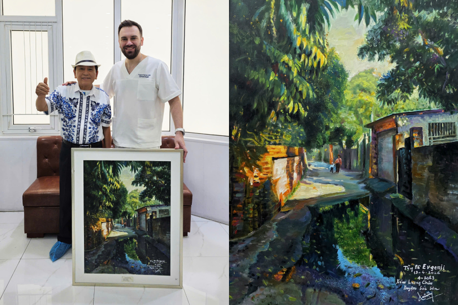 Họa sĩ U80 vẽ tranh tặng bác sĩ Nga sau ca phẫu thuật đục thủy tinh thể thành công