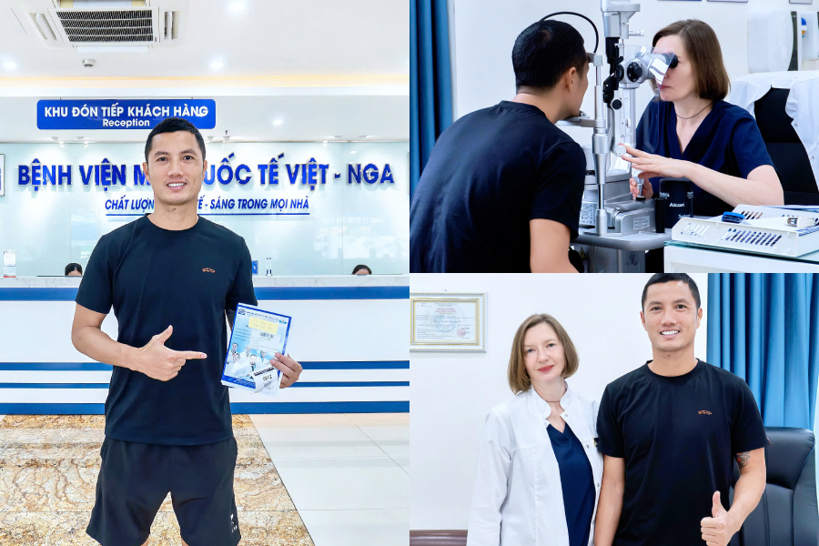 Thủ môn Nguyễn Đình Triệu kiểm tra thị lực tại Mắt Việt – Nga Hải Phòng